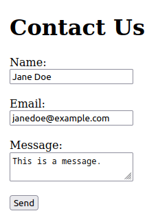 Filling info on the Contact Us page