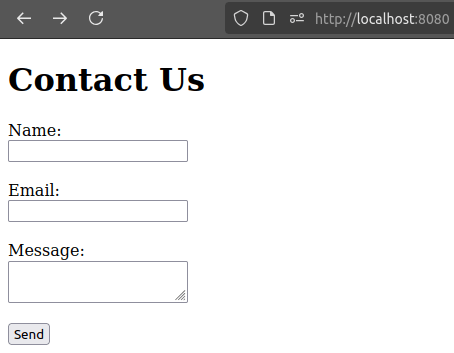 Screenshot of the Contact Us page