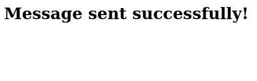 Page saying: Message sent successfully!