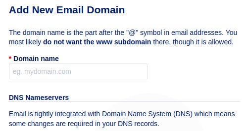 Add New Email Domain.