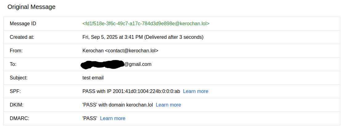 Received original message from our email showing PASS for all of SFP, DKIM, and DMARC.