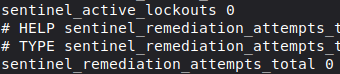 Prometheus text format endpoint dump showing live counter metrics